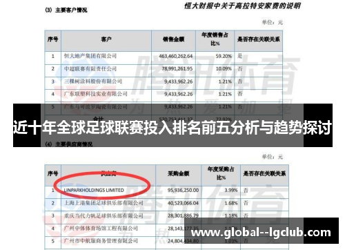 近十年全球足球联赛投入排名前五分析与趋势探讨